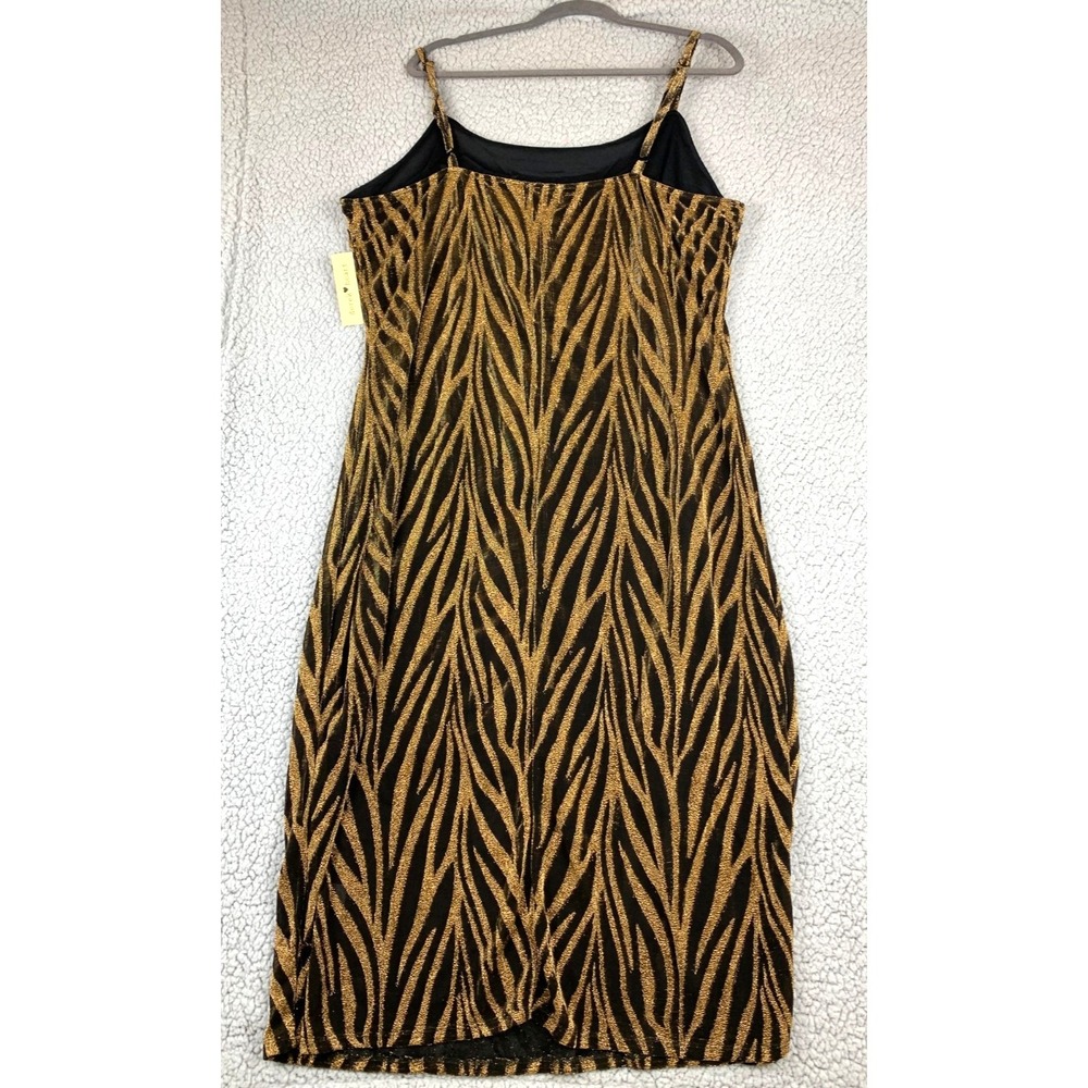 Derek Heart‎ Women's 3X Black Gold Zebra Print Sleeveless A-Line Dress NWT - Picture 3 of 9